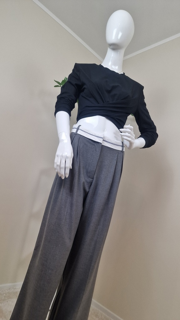 Addison trouses with white waist grey (Size S)